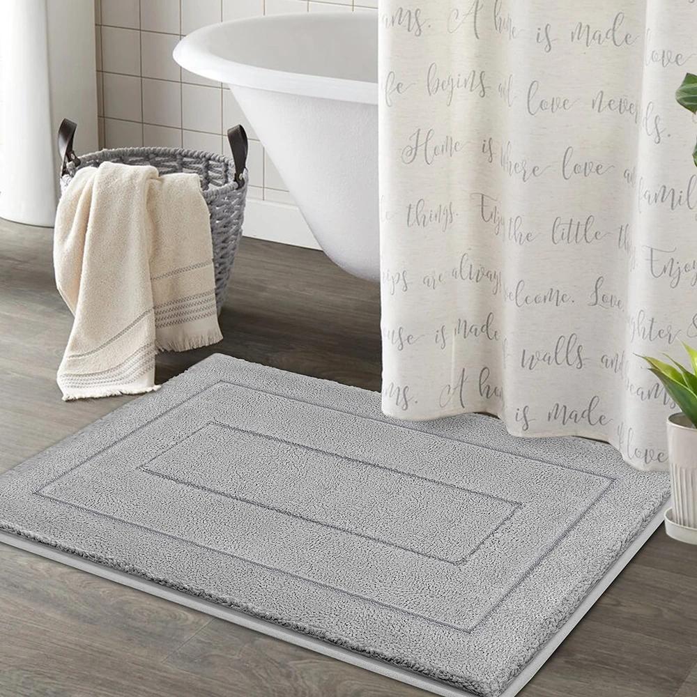 Bath Mat Kitchen Rug Soft Absorbent Plush Microfiber Bathroom Carpet Non Slip Machine Washable for Home Room Floor S